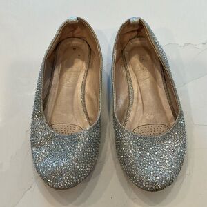 Girls Silver Sparkle Flats 2Y
